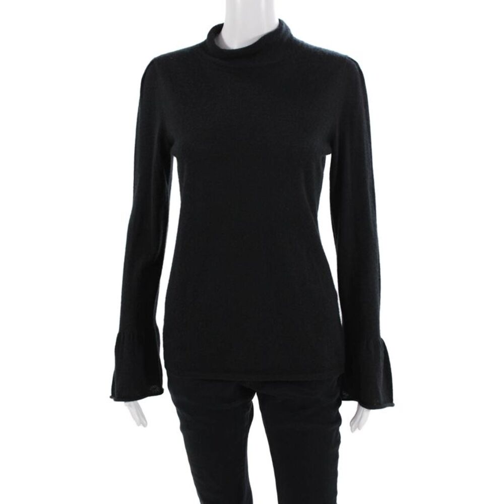 Co Essentails Women Black 100% Cashmere Pullover Mock Neck Sweater Size M